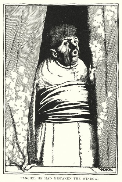 Domníval se, že si spletl okno (rytina) od William Heath Robinson