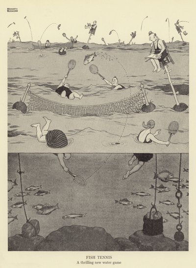 Fish Tennis, vzrušující nová vodní hra od William Heath Robinson