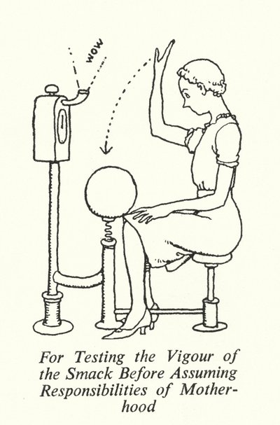 Za otestování síly plácnutí před převzetím odpovědnosti za mateřství (litho) od William Heath Robinson