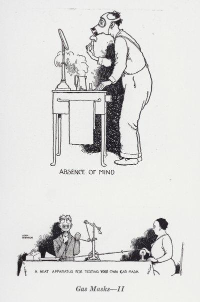 Plynové masky - II (obrázky) od William Heath Robinson