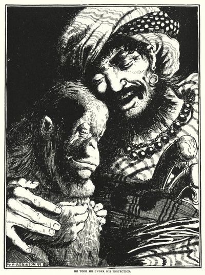 Vzal mě pod svou ochranu (rytina) od William Heath Robinson