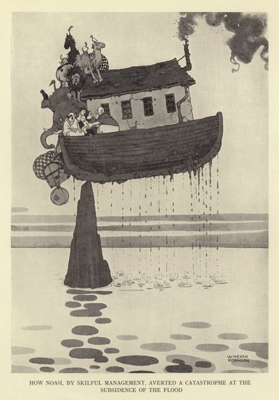 Jak Noe obratným vedením odvrátil katastrofu při opadnutí povodně od William Heath Robinson
