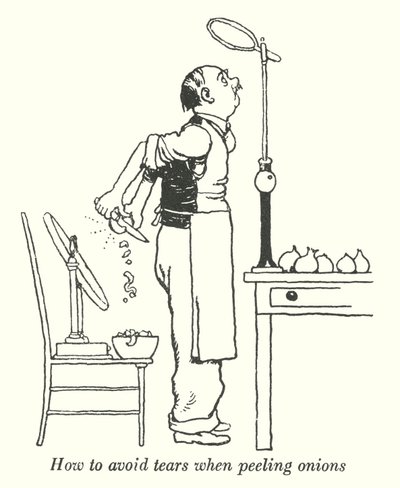 Jak se vyhnout slzám při loupání cibule (litho) od William Heath Robinson