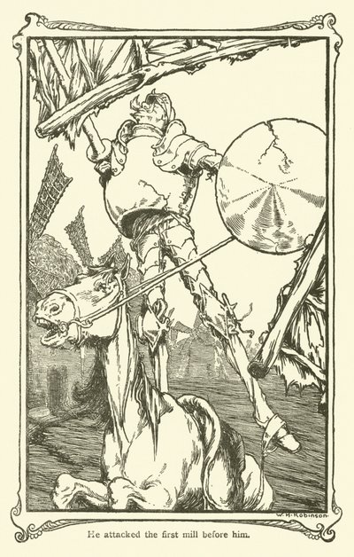 Ilustrace pro Dona Quijota (litho) od William Heath Robinson