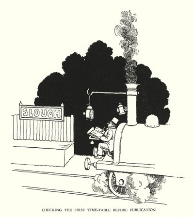 Ilustrace pro Railway Ribaldry od W Heatha Robinsona (litho) od William Heath Robinson