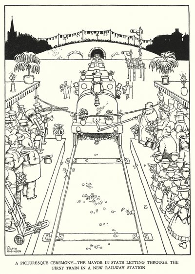 Ilustrace pro Railway Ribaldry od W Heatha Robinsona (litho) od William Heath Robinson