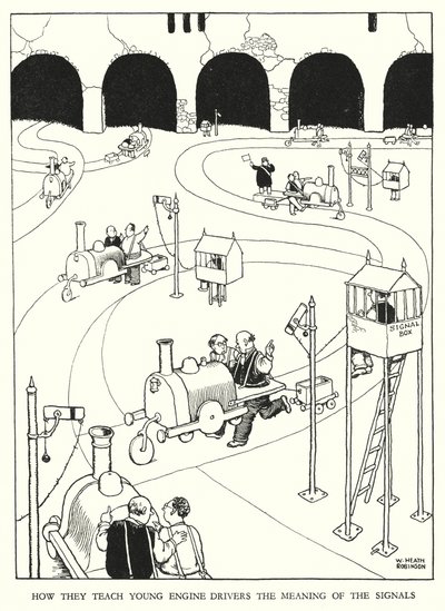 Ilustrace pro Railway Ribaldry od W Heatha Robinsona (litho) od William Heath Robinson