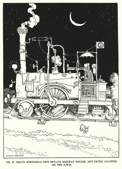 Ilustrace pro Railway Ribaldry od W Heatha Robinsona (litho) od William Heath Robinson