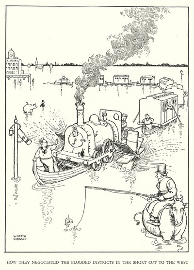 Ilustrace pro Railway Ribaldry od W Heatha Robinsona (litho) od William Heath Robinson