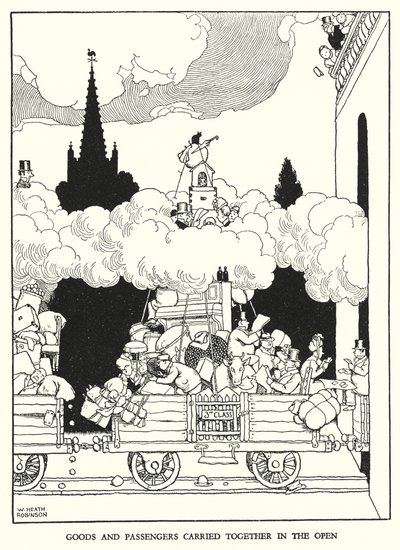 Ilustrace pro Railway Ribaldry od W Heatha Robinsona (litho) od William Heath Robinson