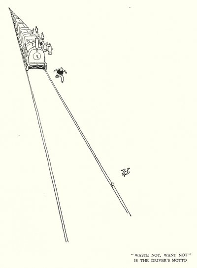 Ilustrace pro Railway Ribaldry od W Heatha Robinsona (litho) od William Heath Robinson