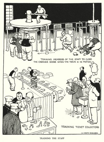 Ilustrace pro Railway Ribaldry od W Heatha Robinsona (litho) od William Heath Robinson