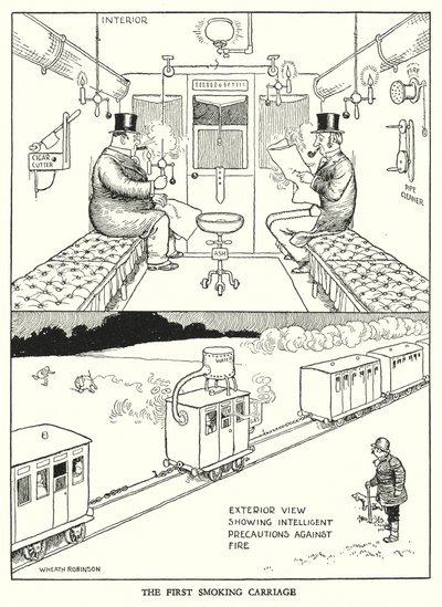 Ilustrace pro Railway Ribaldry od W Heatha Robinsona (litho) od William Heath Robinson