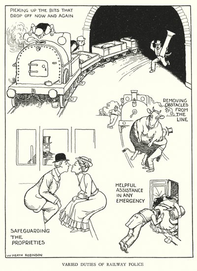 Ilustrace pro Railway Ribaldry od W Heatha Robinsona (litho) od William Heath Robinson