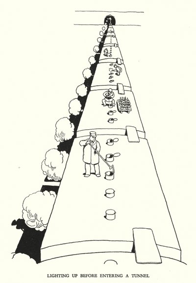 Ilustrace pro Railway Ribaldry od W Heatha Robinsona (litho) od William Heath Robinson
