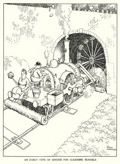 Ilustrace pro Railway Ribaldry od W Heatha Robinsona (litho) od William Heath Robinson