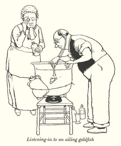 Poslech nemocné zlaté rybky (litho) od William Heath Robinson