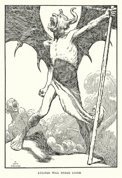 Lucifer se uvolní (litho) od William Heath Robinson