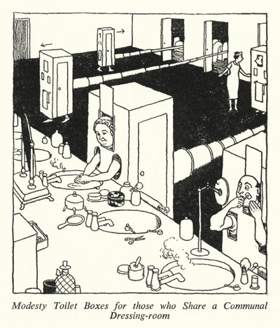 Modesty WC boxy pro ty, kteří sdílejí společnou šatnu (litho) od William Heath Robinson