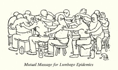 Vzájemná masáž pro epidemie Lumbago (litho) od William Heath Robinson