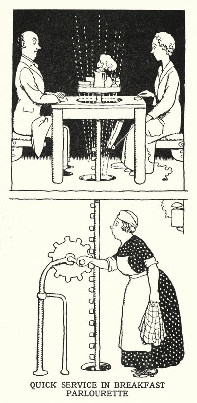 Rychlý servis ve snídaňové jídelně (litho) od William Heath Robinson