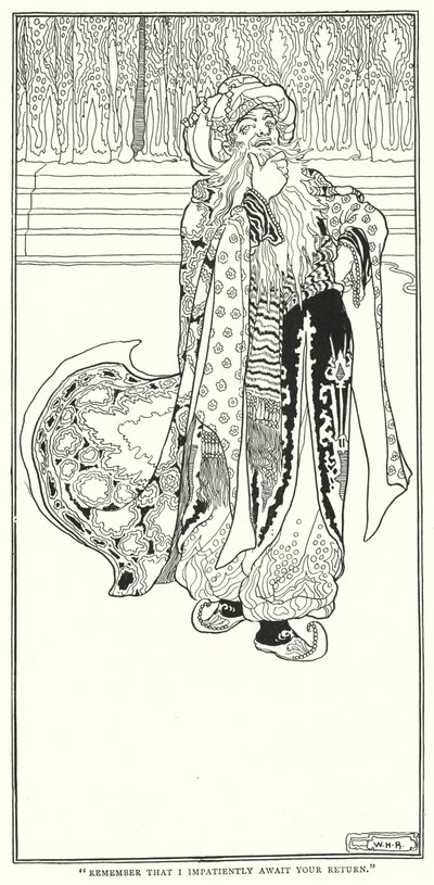 "Pamatuj, že netrpělivě očekávám tvůj návrat" (rytina) od William Heath Robinson