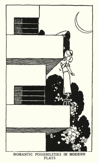 Romantické možnosti v moderních bytech (litho) od William Heath Robinson