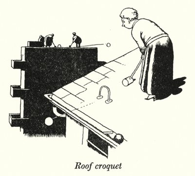 Střešní kroket (litho) od William Heath Robinson