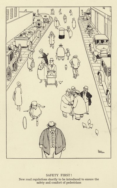 Bezpečnost především! Brzy budou zavedeny nové silniční předpisy, které zajistí bezpečnost a pohodlí chodců od William Heath Robinson