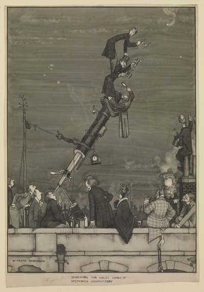 Hledání Halleyovy komety na Greenwichské observatoři od William Heath Robinson