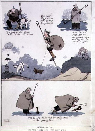 Jarní poznámky - Na medovinách s pastýři (akvarel) od William Heath Robinson