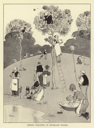 Jarní úklid v lese Highgate od William Heath Robinson