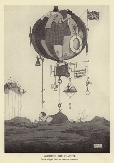 Plavání kanálu, několik jednoduchých zařízení k zajištění úspěchu od William Heath Robinson