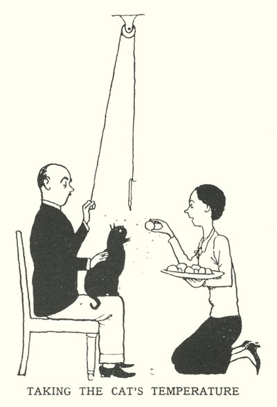 Měření teploty kočky (litho) od William Heath Robinson