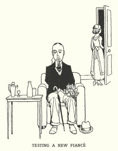 Testování nového snoubence (litho) od William Heath Robinson