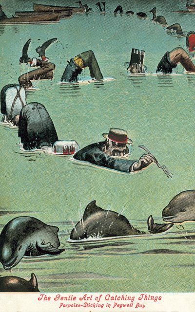 Jemné umění chytat věci - Sviňuchy trčící v Pegwell Bay (barevné lito) od William Heath Robinson