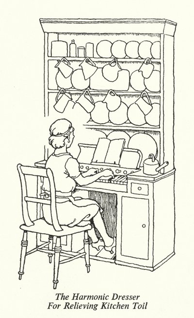 Harmonická komoda pro úlevu v kuchyni (litho) od William Heath Robinson