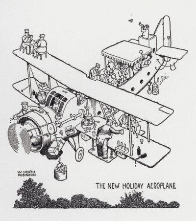 Nové prázdninové letadlo (litho) od William Heath Robinson