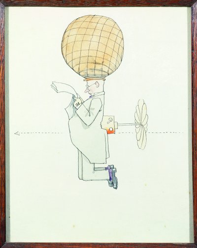 Osobní letecký cestovní systém pro pány od William Heath Robinson