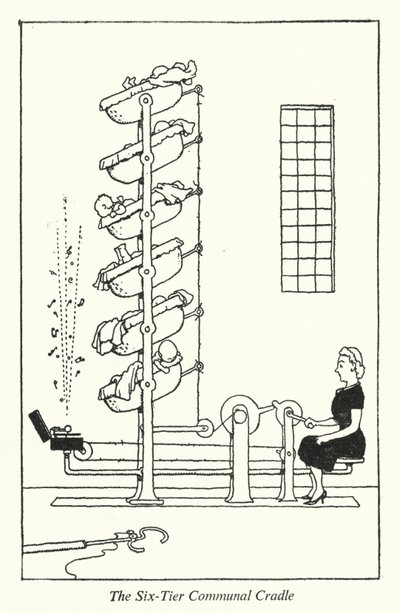 The Six-Tier Communal Cradle (litho) od William Heath Robinson