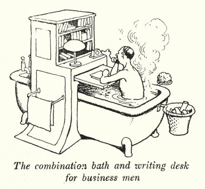 Kombinovaná vana a psací stůl pro obchodníky (litho) od William Heath Robinson