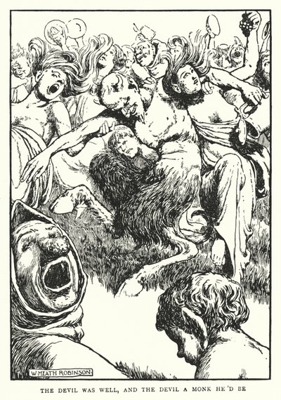 Ďábel se měl dobře a ďábel by byl mnich (litho) od William Heath Robinson