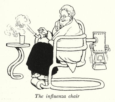 Chřipkové křeslo (litho) od William Heath Robinson