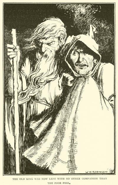 Starému králi teď nezbylo nic jiného než ten ubohý blázen. od William Heath Robinson