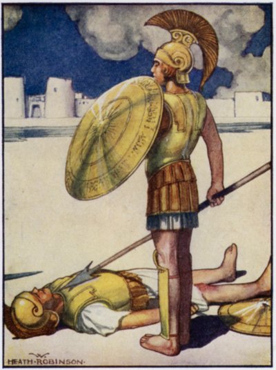 Stín smrti sestoupil na Hectora (barva litho) od William Heath Robinson