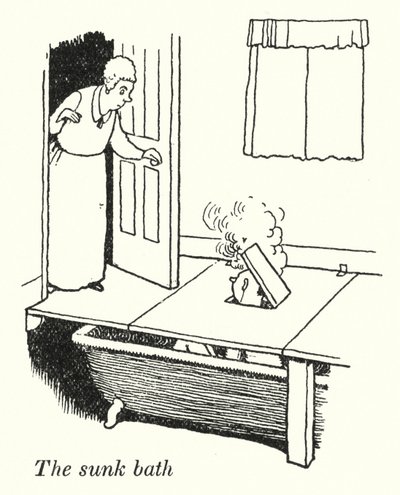 potopená vana (litho) od William Heath Robinson