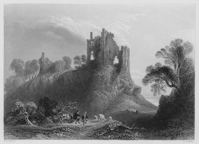 Hrad Carrigogunnell, poblíž Limericku (rytina) od William Henry (after) Bartlett