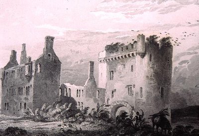 Hrad Loghort, hrabství Cork, Irsko, z „Scenery and Antiquities of Ireland“ od George Virtue od William Henry (after) Bartlett