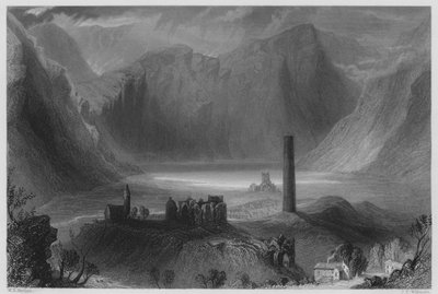 Glendalough (rytina) od William Henry (after) Bartlett