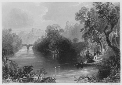 Old Weir Bridge, Killarney (rytina) od William Henry (after) Bartlett
